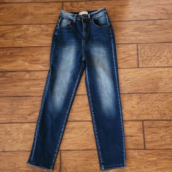 Rhapsodielle juniors size 3 blue denim jeans straight leg - Picture 1 of 6